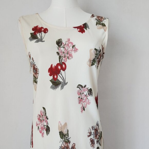 Vintage Y2K  NC Love USA Made Rayon Chiffon Sherry Floral Maxi Dress Sleeveless - Picture 2 of 10